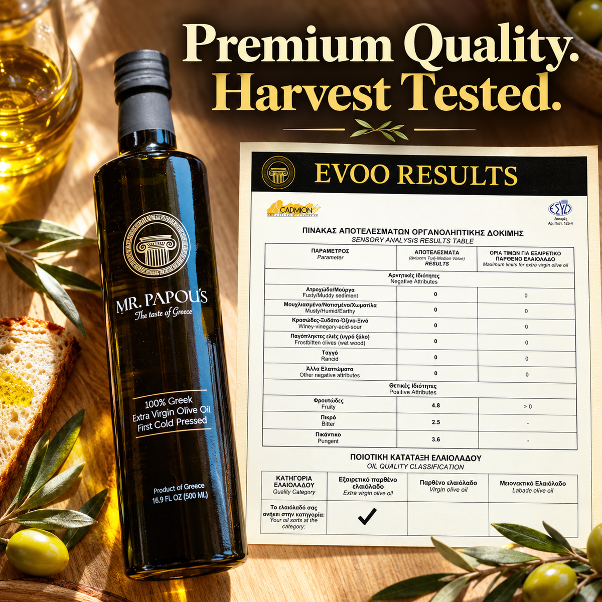 Mr. Papou's 500 ml Bottle Authentic Extra Virgin Olive Oil